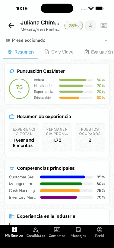 Vista del pipeline de contratación